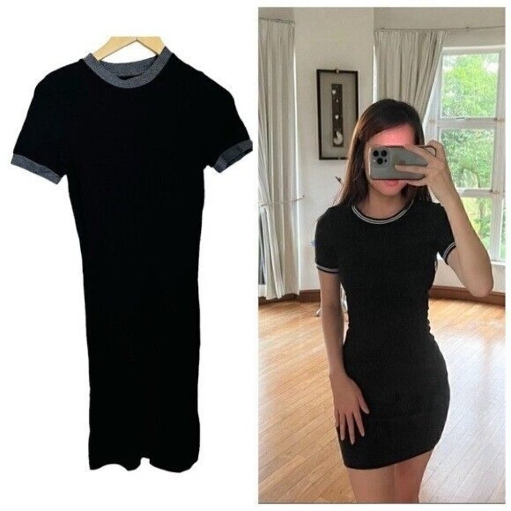 Metalicus Australia Nylon Ringer Black Bodycon Dress Size Medium